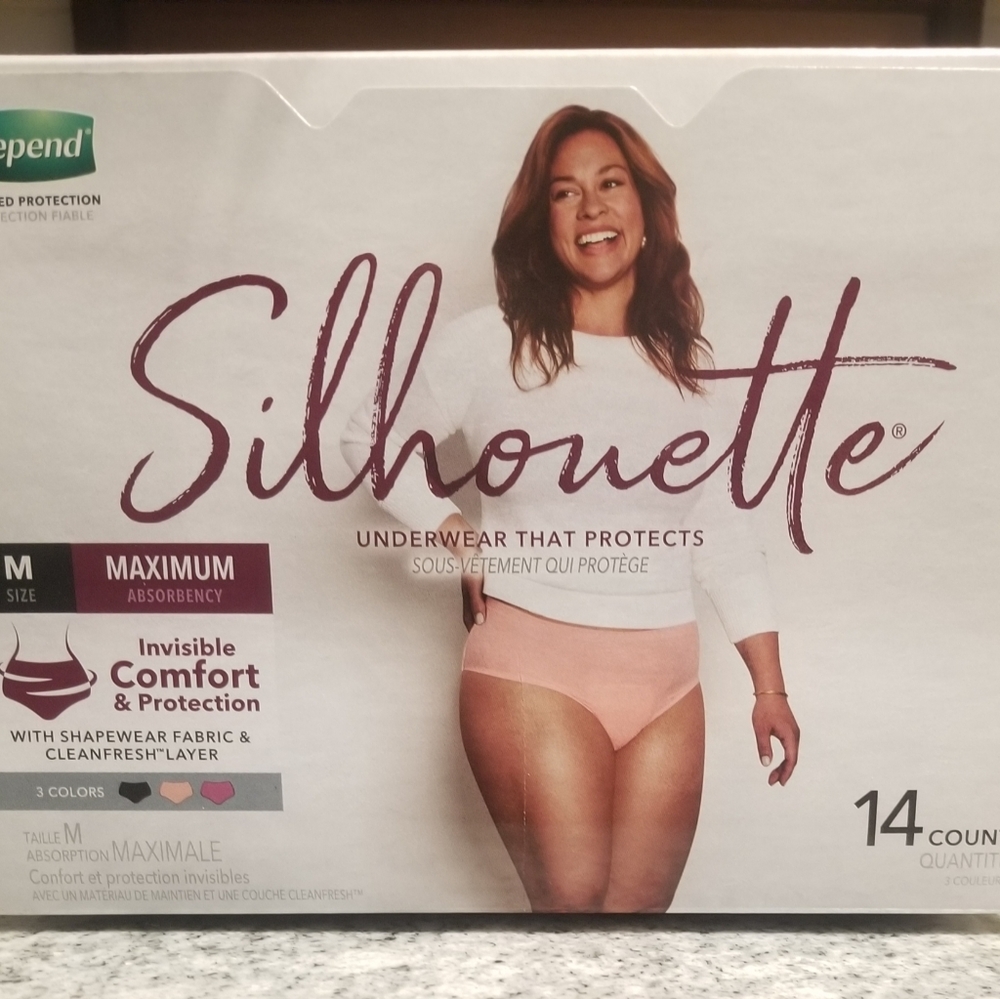 Two Boxes  Size SMALL Containing 14  Women's Silhouettes Depend